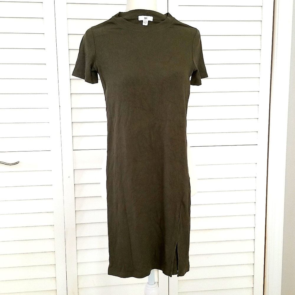 BP Ribbed Knit Dress in Olive Green